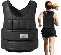 HOMCOM svara veste 20 kg – regulējama treniņu veste ar noņemamiem svariem un stiprinājumiem; skriešanas veste vīriešiem un sievietēm; muskuļu veidošanai; spēka treniņiem; daudzfunkcionāliem treniņiem; fitnesam; skriešanai