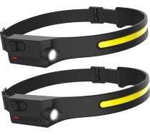 Pristar galvas lukturis, uzlādējams LED, 2 gab. komplekts, galvas lukturis ar USB uzlādi, LED galvas lente, 5 režīmi, piedzīvojumu lukturis, ūdensizturīgs, skriešanai, skrējienam, pārgājieniem