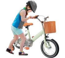 Bērnu velosipēds 12 collas, bērnu velosipēds no 3 gadu vecuma, bērnu velosipēds ar grozu un atbalsta riteņiem, augstumā regulējams sēdeklis un stūre