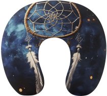 Ceļojuma spilvens, balts spilvens ar „Fantasy Dream Catcher“ rakstu, U veida spilvens, ceļojuma kakla spilvens, spilvens no atmiņas putām, spilvens lidojumam, pārnēsājams spilvens