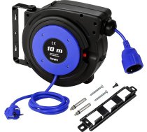 EnergyPro kabeļu spole 15 m + 2 m, 2300 W kabeļu spole, pie sienas montējams pagarinātājs, automātiska uztīšana, rotācija 180°, TÜV pārbaude, komplektā ietilpst uzstādīšanas materiāls, zila krāsā