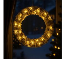 Com-four Mākslīgais LED Ziemassvētku vainags, sniegots ziemas vainags ar apgaismojumu un taimeri, dekoratīvs vainags ar 20 siltām baltām LED diodēm, galda vainags ar apgaismojumu (01 gab. - Balts - 40 cm)