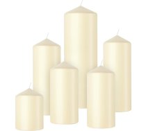Bolsius Smooth Pillar Candles - 6 sveces - Soft Pearl - dekoratīvās mājas sveces - ilgs degšanas laiks - bez aromāta - dabīgs augu vasks - bez palmu eļļas