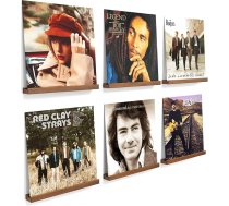 6 vinila plašu sienas stiprinājumu komplekts, koka vinila turētājs, vinila plauktu turētājs pie sienas, vinila sienas stiprinājums, plašu, CD, fotoalbumu un kolekciju izvietošanai (riekstu brūns)