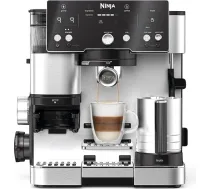 Ninja Luxe Essential ES501EU 2-in-1 kafijas automāts ar dzirnaviņām un putu uzputošanas ierīci Latte, Cappuccino un Espresso pagatavošanai, viegli lietojams, 2 priekšnosacījumi putu uzputošanai, sudraba krāsā