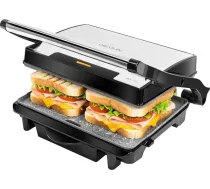 Cecotec Elektrischer Kontaktgrill Rock'Ngrill 1500 Rapid Sear, 1500 W Leistung, RockStone Antihaftbeschichtung, 24,5 x 17,3 cm Grillfläche, Fettauffangschale, Elektrogrill, PFOA-frei