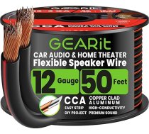 12AWG skaļruņu vads, GearIT Pro sērijas 12 AWG skaļruņu vadu kabelis (50 pēdas / 15,24 metri), lieliski piemērots mājas kinozāles un automašīnas skaļruņiem, melns