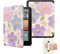 MoKo Hülle für 7" Ebook Reader (12. Generation 2024) und Colorsoft Signature Edition 2024, Leichte Hülle mit Handschlaufe Auto Wake/Sleep, Nicht für Kobo Aura 2/Remarkable, Ölgemälde Blume