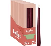 Bolsius gludas konusveida sveces - metāliski sarkanas - 4 sveces kastītē - 24,5 cm - dekoratīvās mājas sveces - deg 7 stundas - bez aromāta - dabīgs augu vasks - bez palmu eļļas