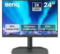 BenQ SW242Q 24-Zoll 2K 16:10 monitors, MacBook/Windows-kompatibel, 99% Adobe RGB, 98% P3, Hardware-Kalibrierung, 90W USB-C, TÜV Anti-Reflexionszertifikat, 16-bit 3D LUT, HDR10