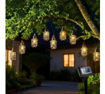 Solar-Lichterkette mit 10 Glühbirnen, 4,4 m, Käfig-Solar-Lichterkette, für den Außenbereich, Garten, wasserdicht, STRI-ng-Laterne, hängende Solar-Lig-hts, für den Außenbereich, Garten, Warmweiß