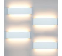 KICAAO 4 LED sienas lampu komplekts, balts, 12 W, 3000 K, silti balta, alumīnija, iekštelpu augšupvērsta un lejupvērsta gaisma, sienas lampas kāpņu telpām, gaitenim, viesistabai, guļamistabai (28,5 cm, 4 gab.)