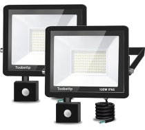 100 W LED prožektors ar kustības sensoru āra apgaismojumam, īpaši spilgts 6500 K 10000 LM vēss balts LED prožektors ar kustības sensoru, IP66 ūdensizturīgs āra prožektors dārzam, pagalmiem, 2 gab.