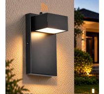 Alighting LED āra sienas gaisma ar krēslas sensoru, 12 W IP44 siena, melna, priekšdurvīm, terasei, garāžai, 3000 K, silti balta, 20 cm augstumā