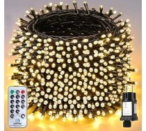SALCAR 40 m 640 LED pasaku gaismas Ziemassvētku eglīte, 31 V Ziemassvētku eglītes apgaismojums ar tālvadības pulti, ūdensizturīgas pasaku gaismas ar 8 režīmiem un atmiņu iekštelpu dārza balkona eglītei silti balta krāsā