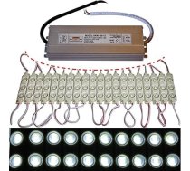 10x 100x LED moduļi + barošanas bloks - Cool White 12,000K - 12V - 3x 5730 SMD Reklāma (100x ar barošanas bloku)
