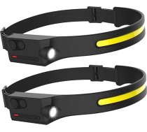Pristar Headlamp uzlādējams LED Pack of 2 galvas lukturis USB uzlādējams LED galvas lente 5 režīmi Piedzīvojumu gaisma Ūdensizturīgs skriešanas skriešanas pārgājiens