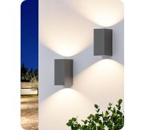 EDISHINE 2 sienu lampu komplekts iekštelpu/āra alumīnijs, IP44 ūdensizturīgs un izturīgs pret rūsu, GU10 pamatne, augšupvērsts sienas apgaismojums guļamistabai, terasei, bez spuldzēm, antracīts