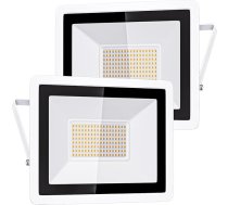 2 x 100 W LED Warm White Ultra Thin āra prožektors, 7200LM Super Bright LED prožektors, IP68 ūdensizturīgs āra prožektors, prožektors pagalmam, garāžai, sporta laukumam