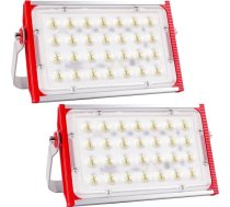 CREATESTAR LED āra prožektors, 100 W, 2 gabali, 10000 lm, celtniecības prožektors, IP66 ūdensnecaurlaidīgs, āra prožektors, 6500 K vēss balts LED prožektors noliktavām, garāžām, sporta laukumiem, dārziem, pagalmiem, autostāvvietām