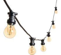 Mu 5 m āra pasaku gaismas, paplašināmas līdz 1000 W, 10 spuldzes S14 LED 2 W (= 15 W) E27, izturīgas pret laikapstākļiem IP65, pasaku gaismas āra dekorēšanai dārza ballītei, kāzām, dārzam, kāzām, 5 m, melnas krāsas