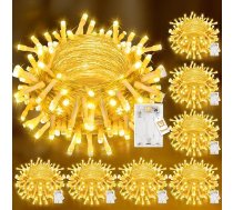 Peasur pasaku gaismas, baterijas ar taimeri, 100 LED Ziemassvētku pasaku gaismas, iekštelpu baterijas, ūdensizturīgas, 2 režīmi, pasaku gaismas, Ziemassvētku rotājumi āra, kāzu, ballīšu, istabu, silti baltas, 8 gab. iepakojums
