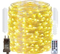 100 m LED pasaku gaismu vads, izgatavots no sudraba stieples, 1000 LED ūdensizturīgs IP65 Ziemassvētku LED pasaku gaismas ar kontaktdakšu, tālvadības pulti, taimeri, 8 režīmiem, atmiņu āra, iekštelpu dekorēšanai, silts