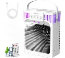 Mobilais gaisa kondicionieris, 4-in-1 mobilais gaisa kondicionieris ar tālvadības pulti, 3 ātrumi, 3 miglas režīmi, 1200 ml ūdens tvertne, 2-8 stundu taimeris, nakts apgaismojums, gaisa kondicionieris bez izplūdes šļūtenes telpām