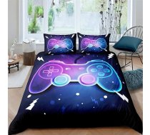 Bērnu Gamer gultas veļa 135 x 200 cm 2 gab. zēniem un meitenēm Mikrošķiedras mīkstie ziemas siltie segas pārvalki ar rāvējslēdzēju 3D Gamepad sega ar spilvendrānām 80 x 80 cm