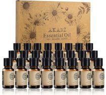 AKARZ 24 ēterisko eļļu komplekts, 24 x 10 ml aromātiskās eļļas difuzoriem, svecēm un ziepēm - dāvanu komplekts - Premium Variety Kit