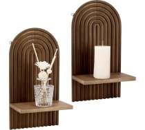 PH PandaHall 2 sienu plauktu komplekts Dabīgā koka arkas sienu sveču turētājs 35 x 18 cm Koka plaukts Izliekts koka piekaramais plaukts Sienas apdare vannas istabas dekorēšanai Dzīvojamā istaba Kafijas krāsa
