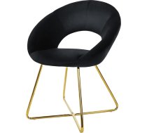 ML-Design Velvet Dining Room Chair, Black, Living Room Chair with Round Backrest, Upholstered Chair with Golden Metal Legs, Ergonomic Armchairs for Dining Table, Kitchen Chair, Bowl Chair, Dressing Table Chair