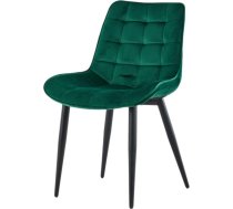 Leonardo Dining Room Chairs Set of 2 - Kitchen Chairs with Steel Frame in 85 x 54 x 63 cm and 150 kg Load Capacity, Velvet Chairs, Quilted and Ergonomic for Living Room and Dining Area in Green