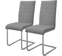 ML-Design Dining Room Chairs, Set of 2, Grey, Swing Chair, Cantilever Chair with High Backrest, Ergonomic Kitchen Chairs Made of Faux Leather & Metal, Modern Upholstered Chair for Dining Table and Living Room