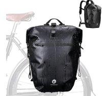 ENJOHOS velosomas bagāžniekam, velosoma-mugursoma, 100 % ūdensizturīgas velosomas, aizmugurējā bagāžnieka soma, motocikla sānu soma, velosoma-mugursoma, soma klēpjdatoram ar plecu siksnu, melna, 27 l