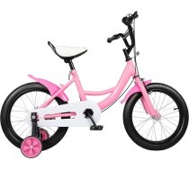 Meiteņu velosipēds – 16 collu bērnu velosipēds ar neslīdošiem atbalsta riteņiem, bērnu velosipēds 5–8 gadus veciem mazuļiem un bērniem, augstuma regulējams bērnu velosipēds, rozā krāsā
