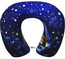 Ziemassvētku nakts ceļojuma spilvens, atmiņas putas, kakla spilvens, atbalsta spilvens, spilvens ceļojumiem ar lidmašīnu, atpūtai, automašīnā, vilcienā un mājās