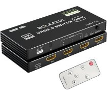 BolAAAZUL 3 in 1 HDMI komutators - 4K@60Hz, HDMI portu paplašināšanas mezgls ar tālvadības pulti 3 ieejām, atbalsta 3D, HDCP2.2, HDR PS5/PS4 Pro/PS4, Xbox Series X/S, Apple TV