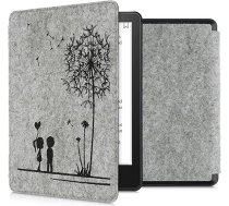 kwmobile Korpuss saderīgs ar Amazon Kindle Paperwhite 11th Generation 2021 - filca auduma aizsargvāciņš - Dandelion Love Black Light Grey