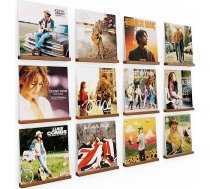 12 vinila plašu sienas stiprinājumu komplekts, koka vinila turētājs, vinila plauktu turētājs pie sienas, vinila sienas stiprinājums, plašu, CD, fotoalbumu un kolekciju izvietošanai (riekstu brūns)