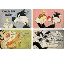 Logoshirt Looney Tunes I Tweety & Sylvester I Brokastu dēlītis I Kapāšanas dēlītis I 23 x 14 cm I 4 komplekti I Var mazgāt trauku mazgājamā mašīnā un karstumizturīgs I Licencēts oriģināls dizains