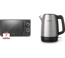 CASO M20 EASY mikroviļņu krāsns un Philips tējkanna - 1,7 l ietilpība ar vadības displeju, nerūsējošais tērauds, Pirouette pamatne (HD9350/90), 2200 W, 23 x 15,6 x 24,3 cm, melna (ES kontaktdakša)