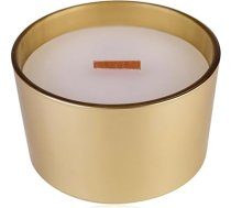 Accentra Aromatizēta svece apaļā stiklā ar koka daktiņu, 440 g, krāsa: Krāsa: zelta, aromāts: aromāts, aromāts: vaniļa, dekoratīvā svece Ziemassvētkiem, dāvana vīriešiem un sievietēm.