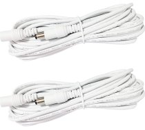 2x 2,5 m/8,2 pēdas līdzstrāvas 12 V pagarinātāja kabelis ar 2,1 mm x 5,5 mm līdzstrāvas kontaktdakšas adapteri DC 0-36 V no vīrieša uz sievieti (2,5 m, 2 gab., balts) (2,5 m, 2 gab., balts)