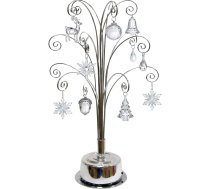 HOHIYA Swarovski Ziemassvētku rotājumiem 2023 16,75 collu ornamentu displeja eglītes statīvs Metāla rotējošais turētājs pakaramais āķis, kas karājas Kristāla kristāla sniega pārslas bumbiņas dāvanu hroms