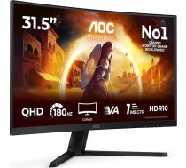 AOC CQ32G4VE 31,5 collu izliekts, WQHD spēļu monitors, 180 Hz, Fast VA panelis, 0,5 ms MPRT, adaptīvā sinhronizācija, HDR10, FreeSync, (2560x1440 HDMI 2x 2.0 DP 1x 1.4), melns