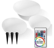 EASYmaxx LED saules bateriju gaisma ar tālvadības pulti, 3 auksti baltas gaismas, akmeņi ar saules bateriju darbību un krāsu maiņu, regulējams spilgtuma līmenis, 12 krāsas un 5 gaismas režīmi, iekļauts zemes smailes un izolācijas sensors.