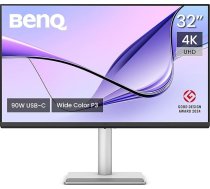 BenQ MA320U 32 collu 4K 3840 x 2160 monitors MacBook Pro/Air, dubultais USB-C, 90 W barošanas avots, Mac krāsu saskaņošana, USB koncentrators, spilgtuma un skaļuma regulēšana Mac, regulējams pamatnes izmērs, P3 krāsu telpa