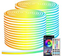 segrass neona LED lentes, 40 m RGB LED lentes, aplikācijas vadība/IR tālvadības pults, āra IP65 ūdensizturība, mūzikas sinhronizācija, elastīga DIY dizaina LED lentes guļamistabai, spēlēm, ballītēm, Ziemassvētku rotājumiem