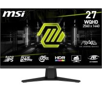 MSI MAG 274QF X24 27 collu WQHD spēļu monitors - Rapid IPS panelis 2560 x 1440 240 Hz, 0,5 ms, HDR Ready, AMD FreeSync Premium, AI Vision, HDMI 2.0b, DPort 1.4, tāfele, nolokāms, VESA saderīgs, melns